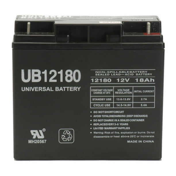 Set of 2 Universal Battery UB12220 Battery Replacement UB12180 Universal Sealed Lead Acid Battery 12V, 18Ah, 18000mAh, NB Terminal, AGM, SLA 